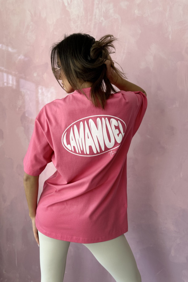 Oversizowy t-shirt HYPE róż La Manuel