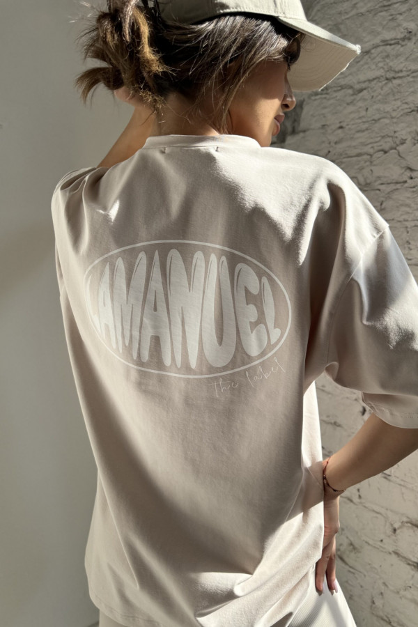 Oversizowy t-shirt HYPE beż La Manuel 9