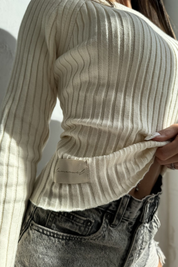 Sweter z ozdobnymi plecami BABYLON vanilla La Manuel 5
