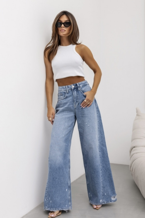 Spodnie jeansowe GRACE z szeroką nogawką Cocomore