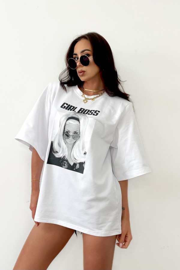 Tshirt GIRL BOSS biały La Milla 3