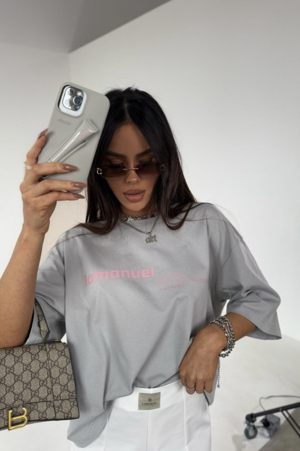 T-shirt oversize CASE szary La Manuel 1
